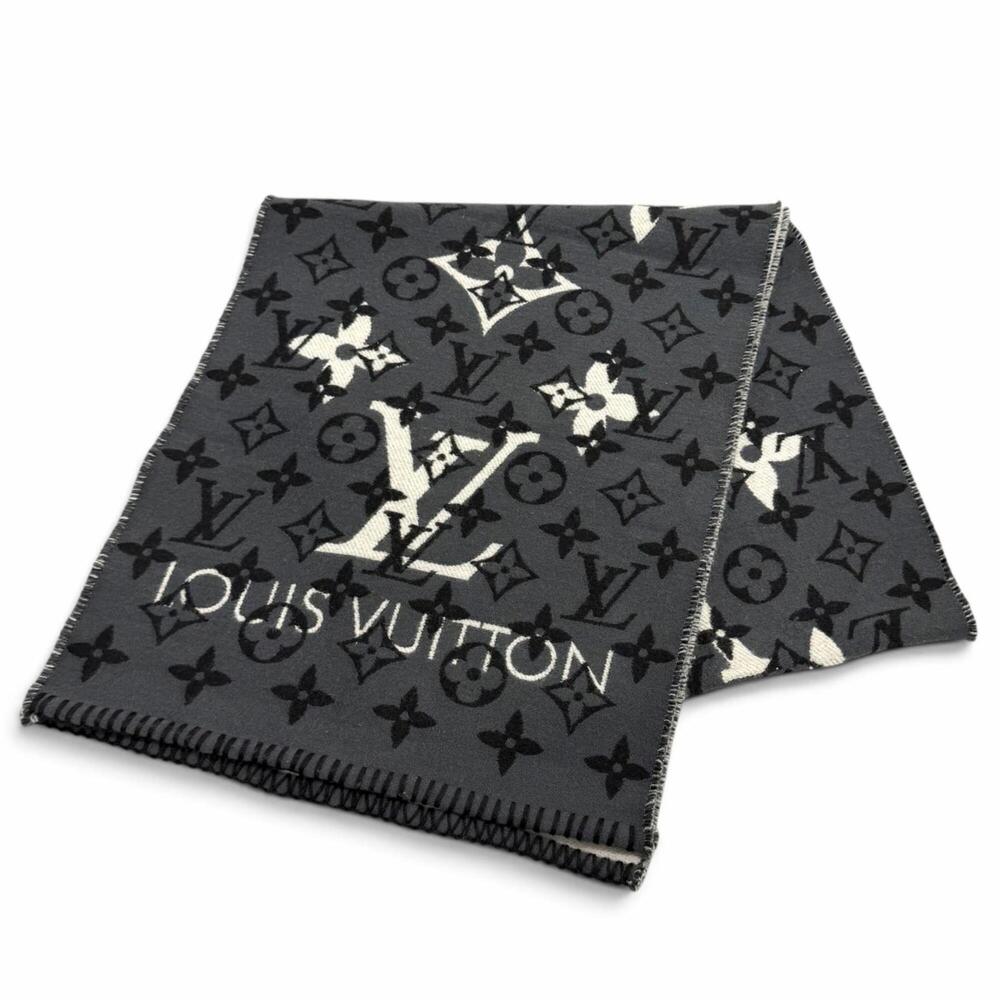 LOUIS VUITTON M76377 Echarpe All You Need Wool Silk Blend Monogram Stole Scar...